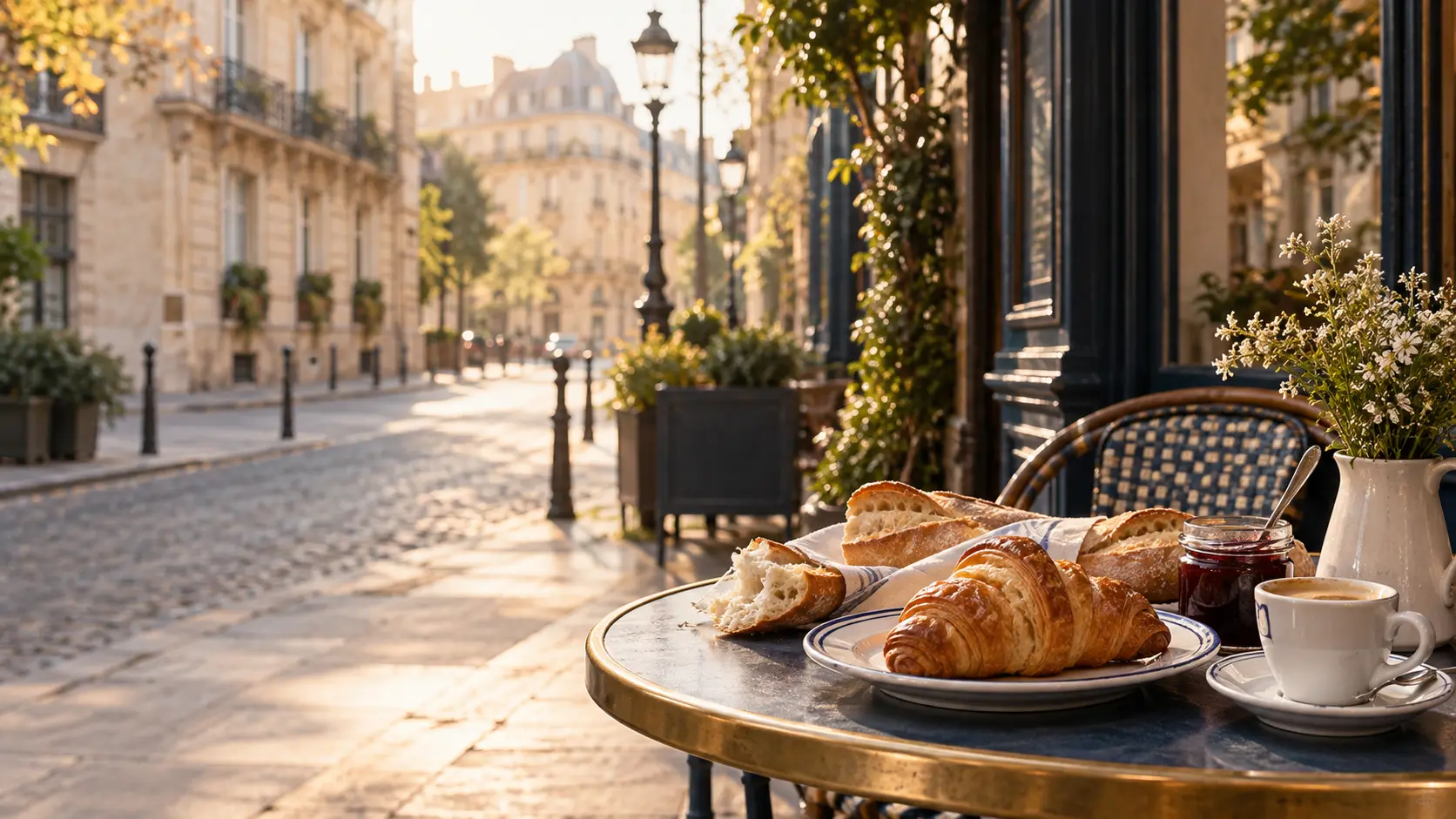 Illustrative Paris café breakfast